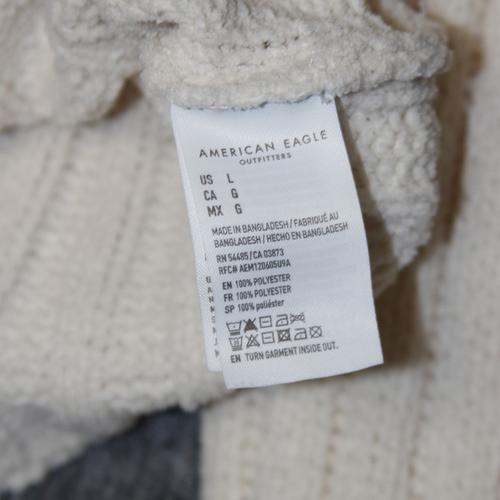 American Eagle Outfitters Sweater Womens L Cream Beige Mock Neck Ribbed - Picture 3 of 4